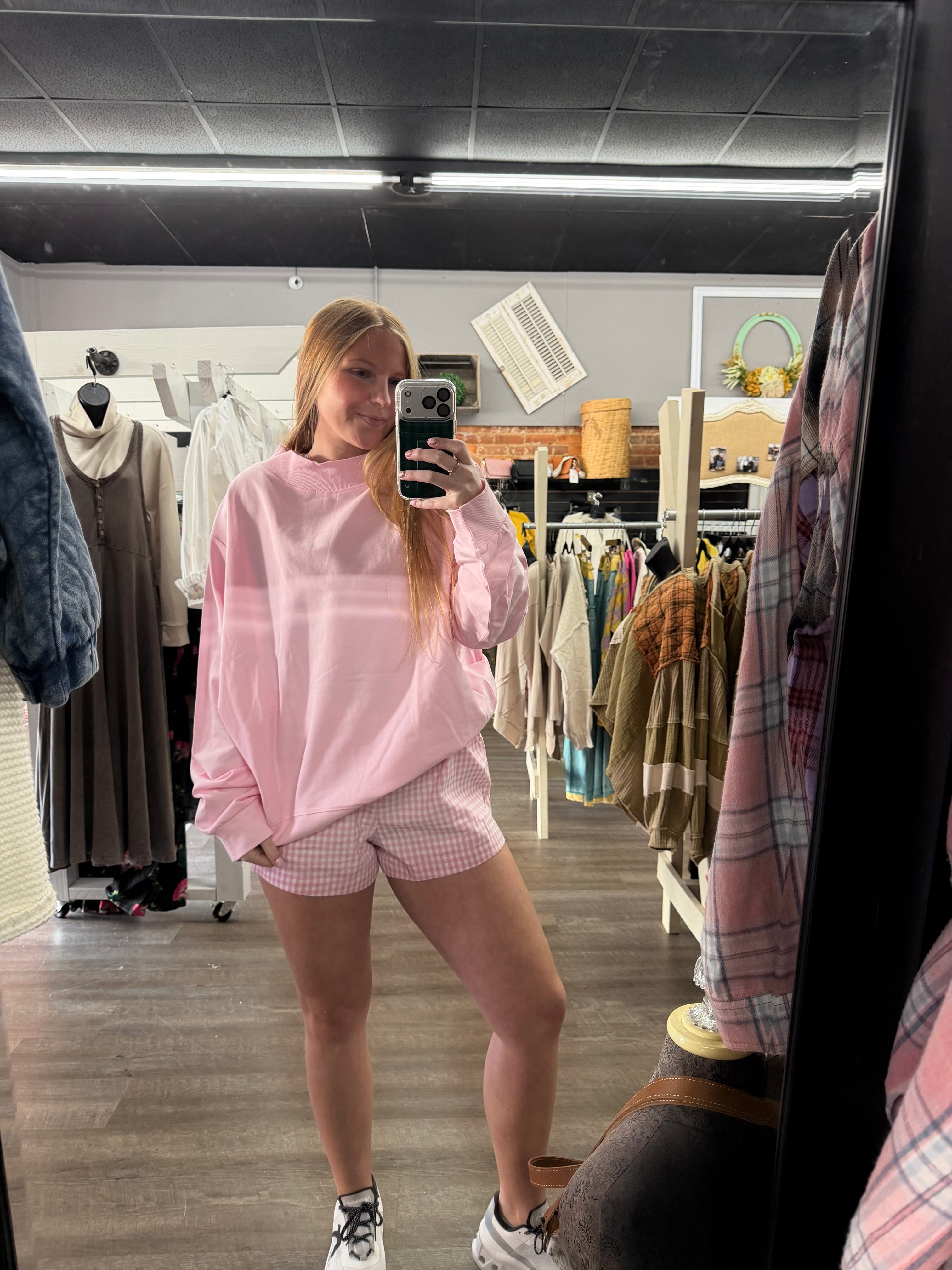 Baby Pink Mock Neck Sweatshirt
