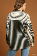 Black Stripe Collared Top