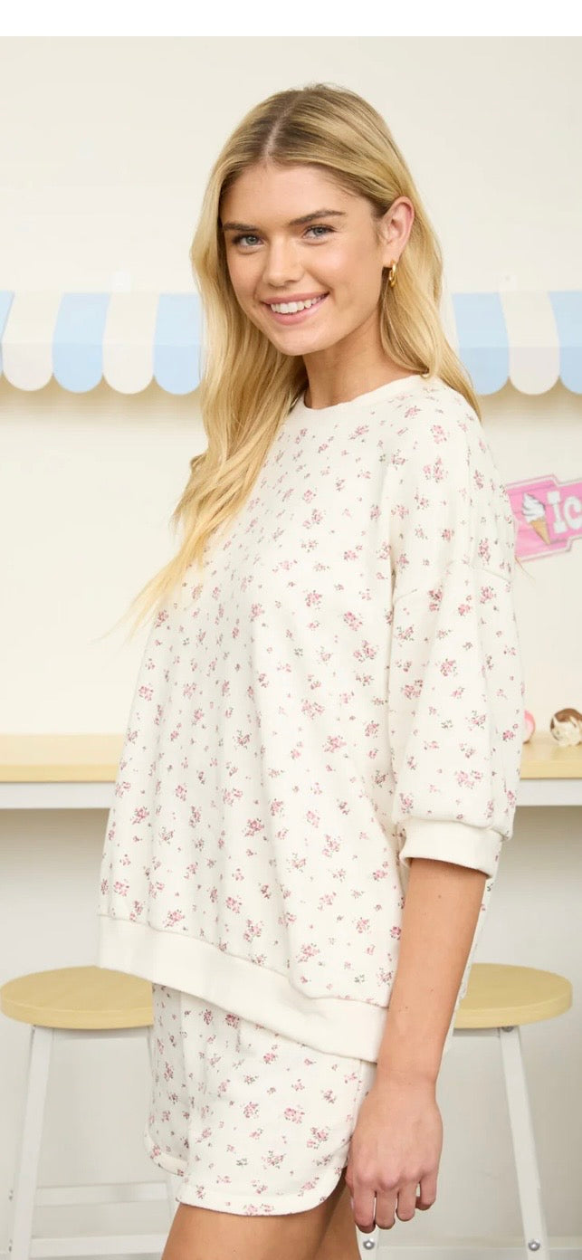 Floral Crew Neck Short Set