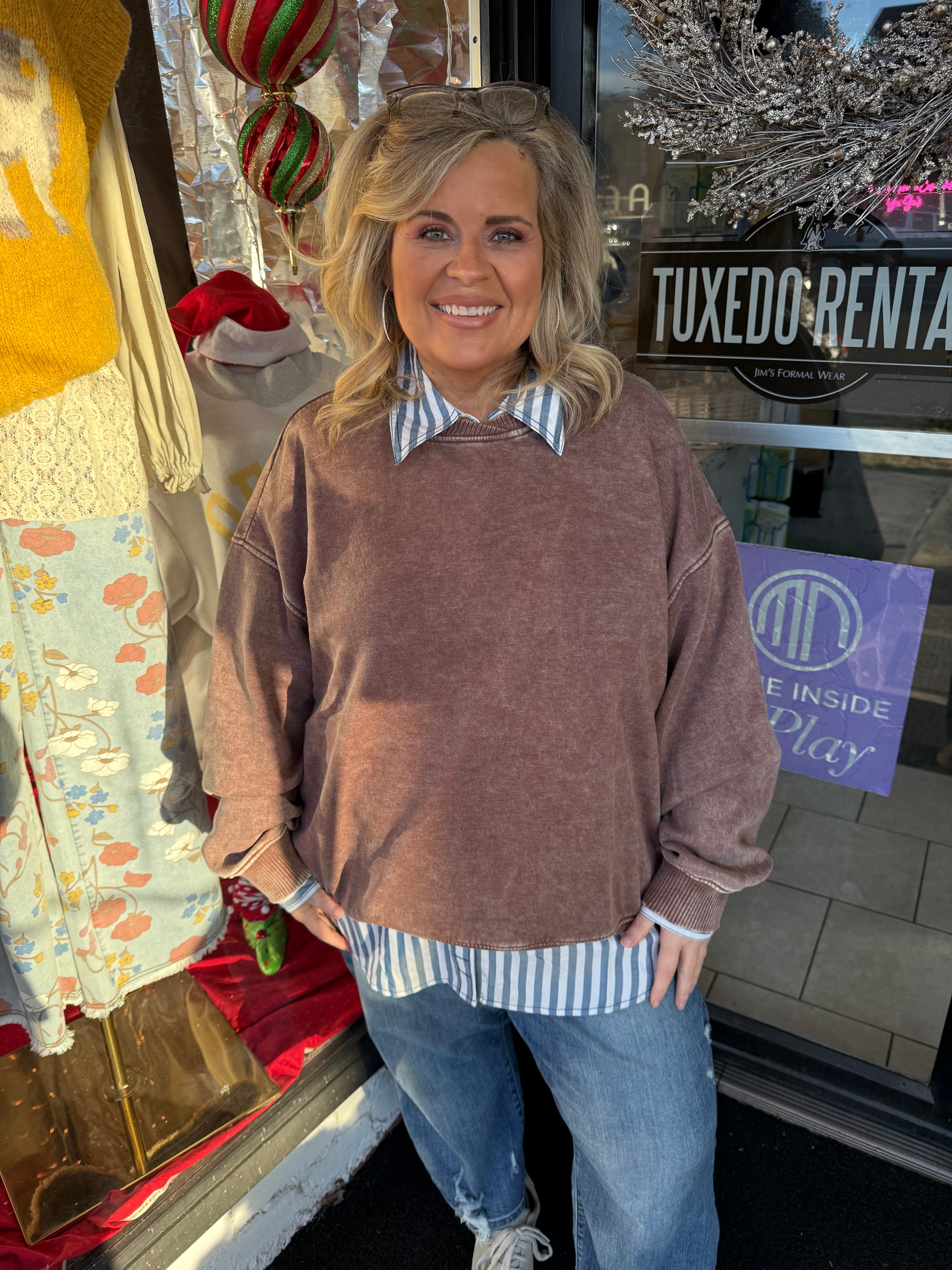 Chambray Striped Blue Button Down