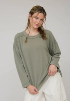 Light Olive Ribbed Knit Top