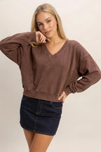 Brown V Neck Sweatshirt