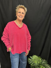 Load image into Gallery viewer, Red Washed VNeck Sweatshirt
