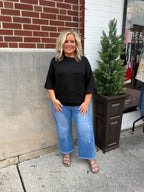 Black Ruffle Tier Sleeve Top