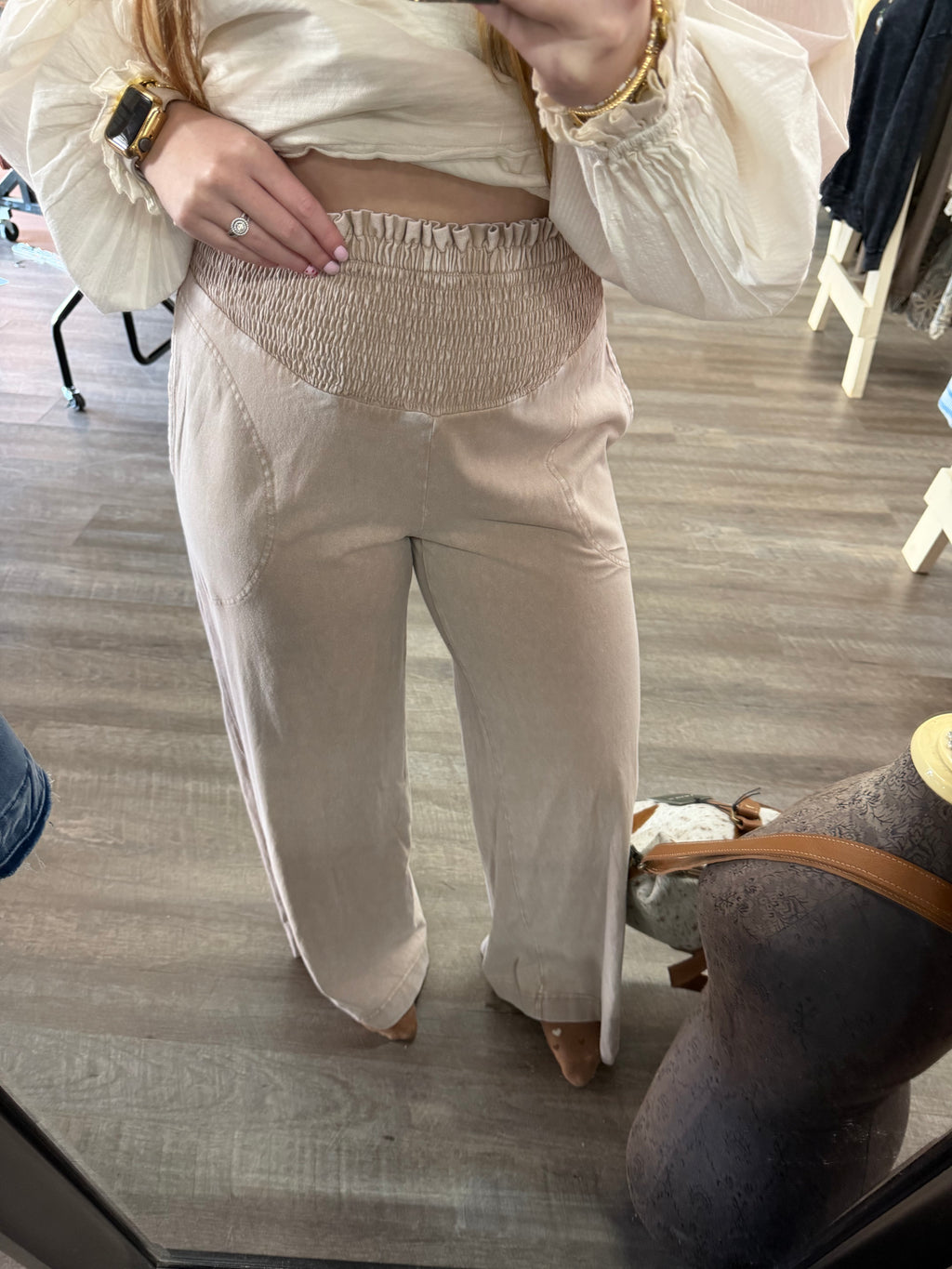 Dark Mocha Mineral Wash Wide Leg Pant