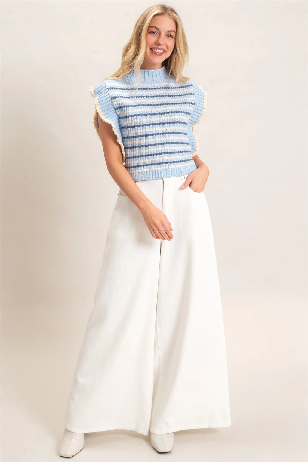 Light Blue Striped Sweater