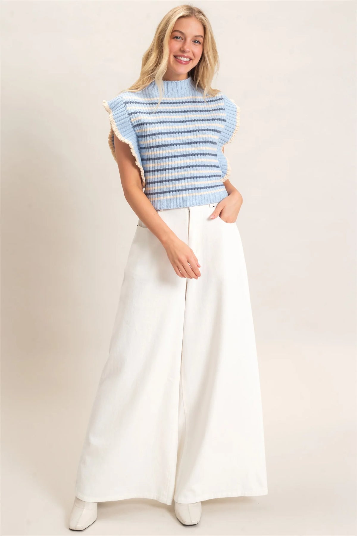 Light Blue Striped Sweater
