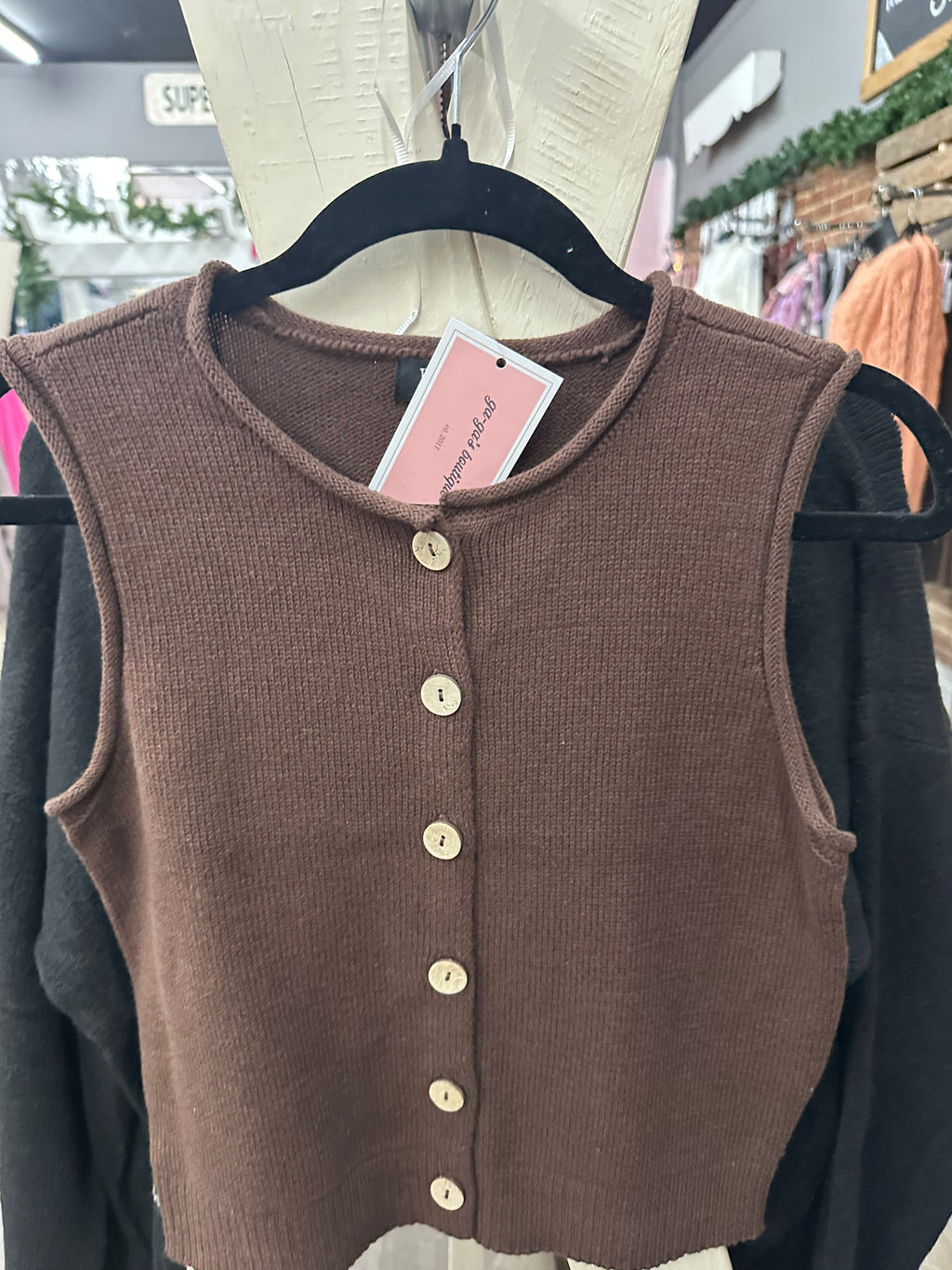 Brown Button Down Vest