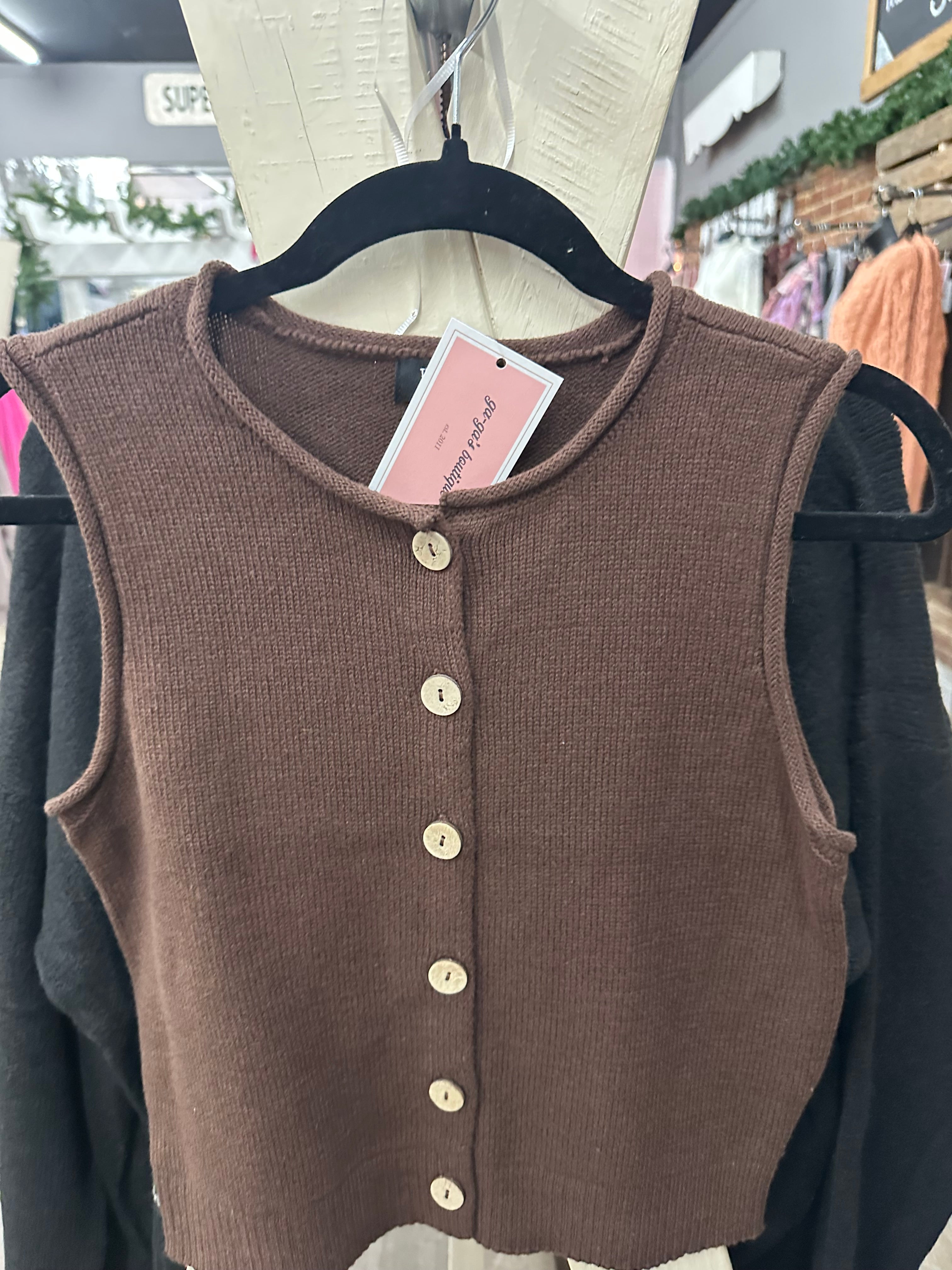 Brown Button Down Vest