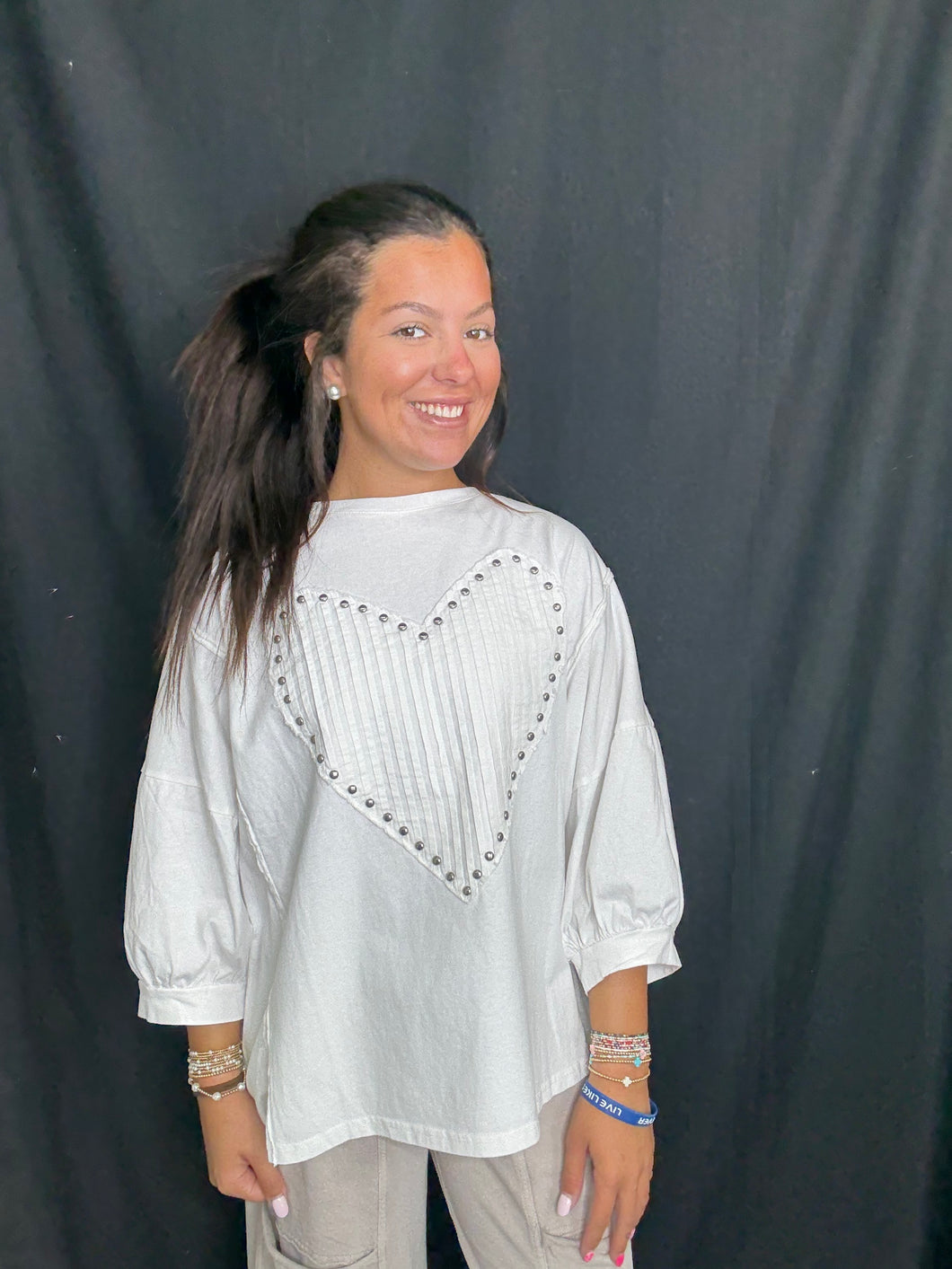 Stud Heart Patch Top