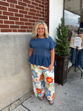 Curvy Chambray Smocked Top