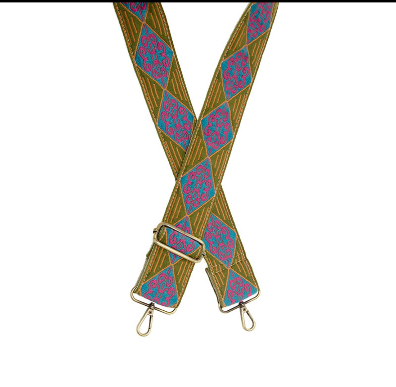 Multi Ornamental Diamond Embroidered Guitar Strap