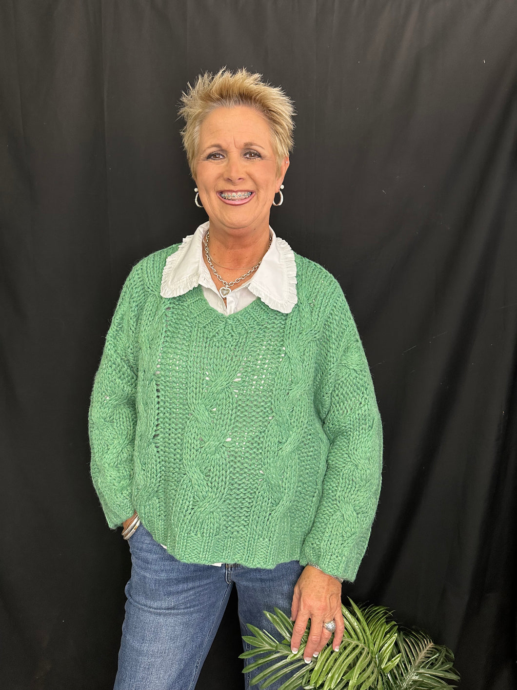 Jade/Green Textured Sweater