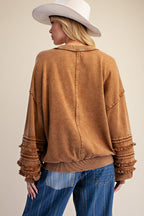Chocolate Brown Ruffle Pullover