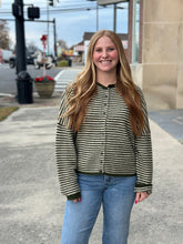 Load image into Gallery viewer, Olive Stripe Cardigan
