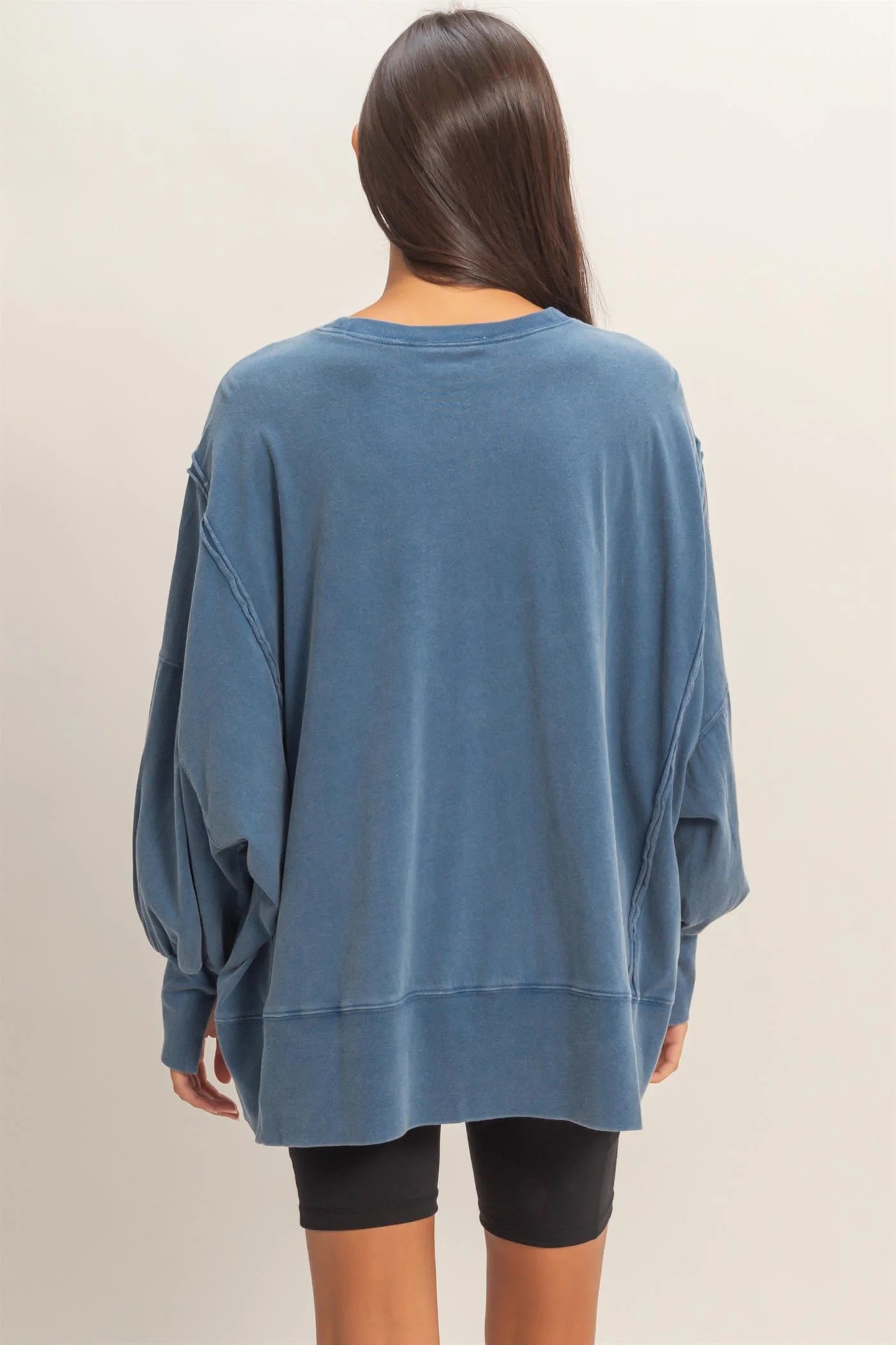 Washed Navy Exposed Seam Sweatshirt