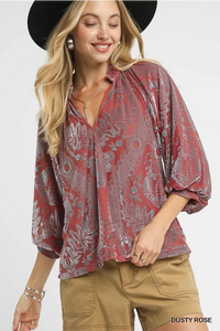 Dusty Rose Velvet Top
