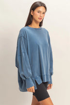 Washed Navy Exposed Seam Sweatshirt