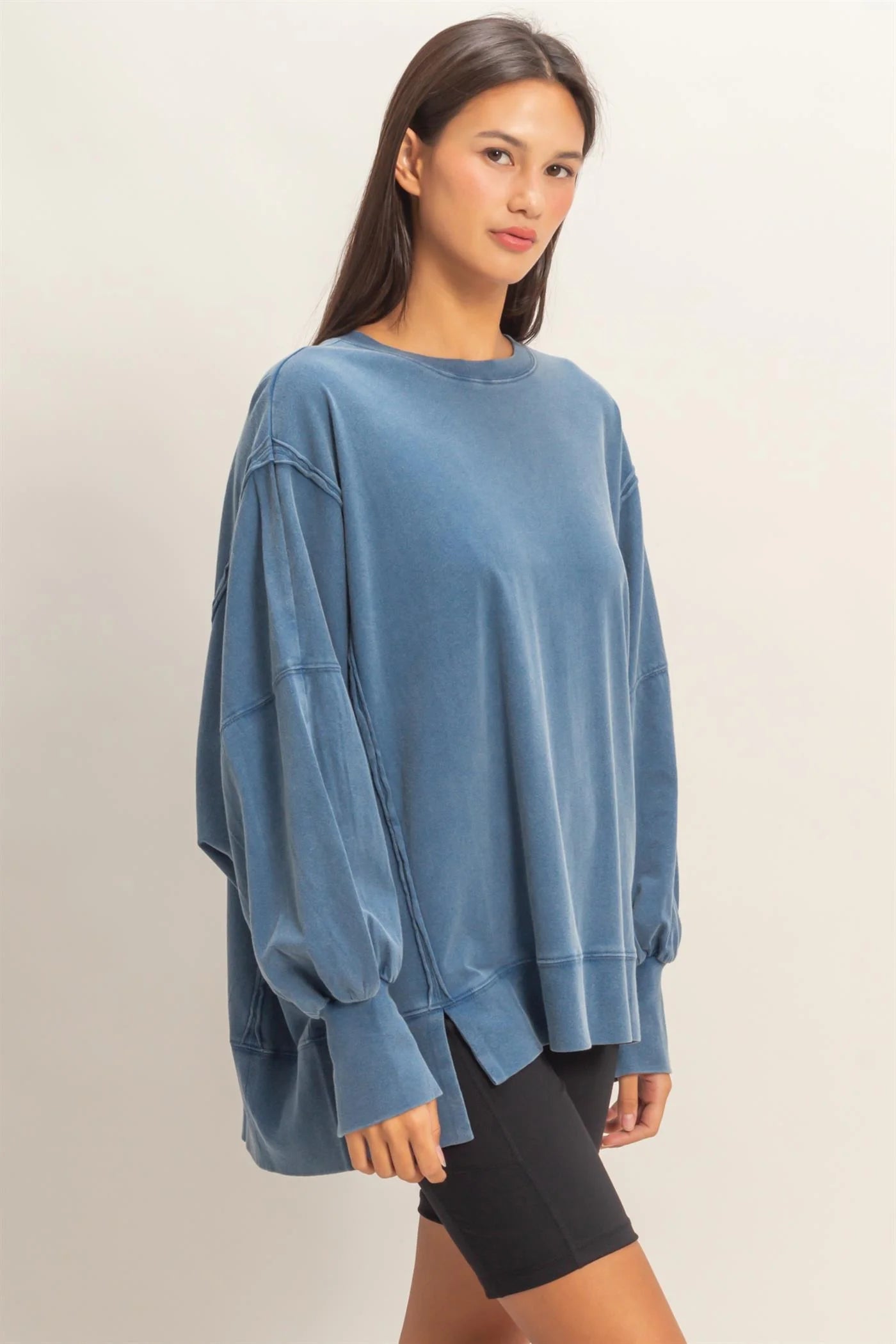 Washed Navy Exposed Seam Sweatshirt