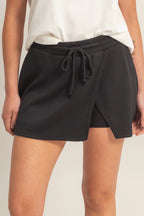 Wrap Front Elastic Waist Skort