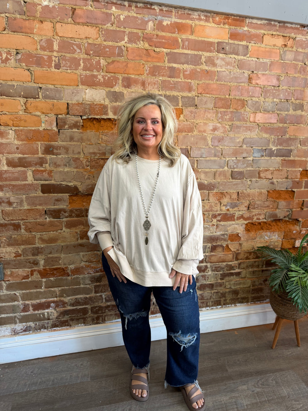 Taupe Exposed Seam Sweatshirt