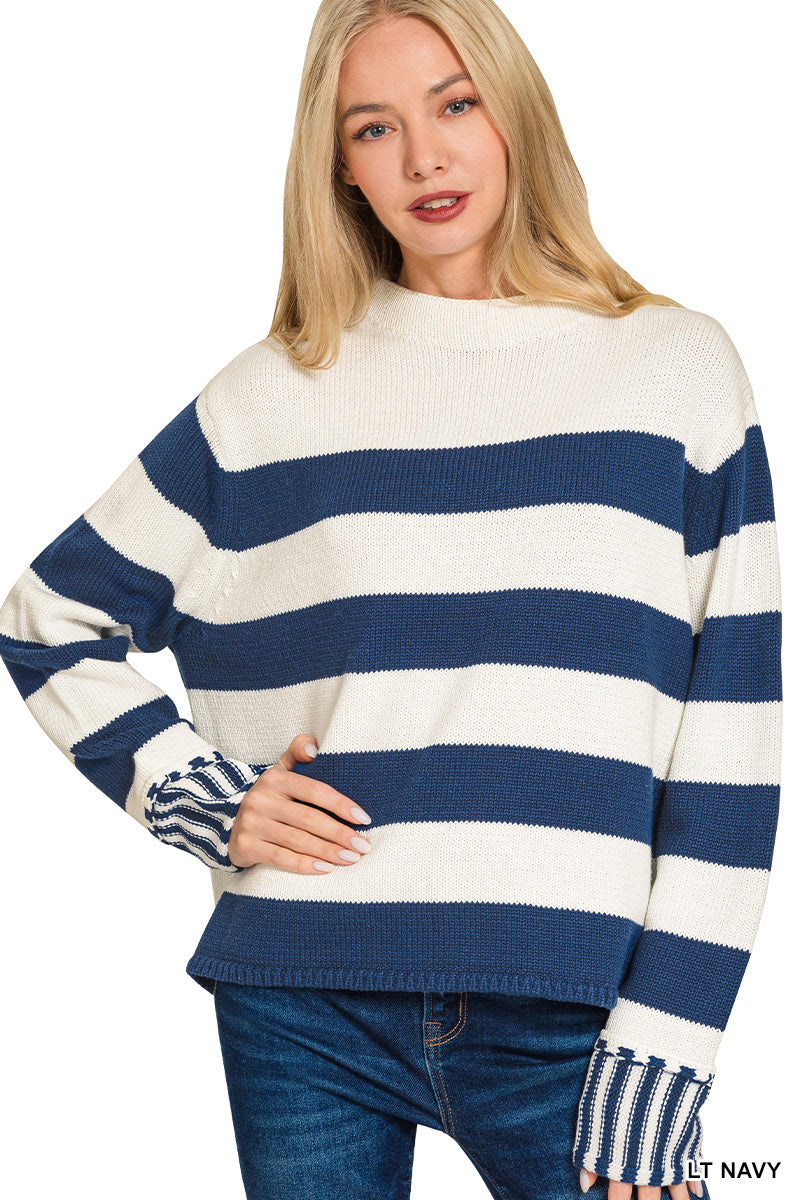 Light Navy Striped Sweater