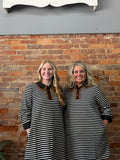 Taupe/Black Stripe Dress