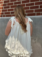 Ivory Tie Shoulder Ruffle Tunic