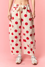 Off White Red Polka Dot Denim Barrel