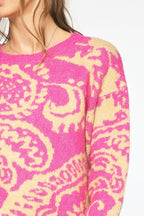 Pink & Tan Printed Sweater