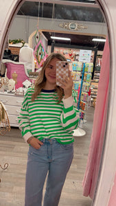 Green Striped Pullover