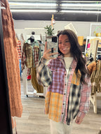 Rose combo flannel top