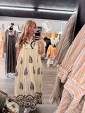 Cream Paisley Collared Maxi Dress