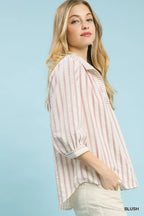 Blush Striped Collared Top