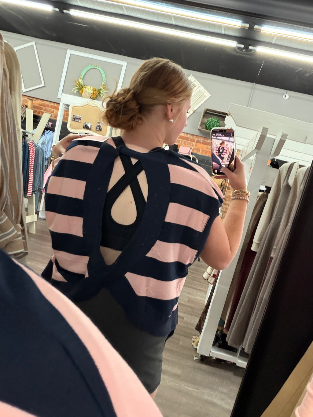 Blush/Navy Boxy Top