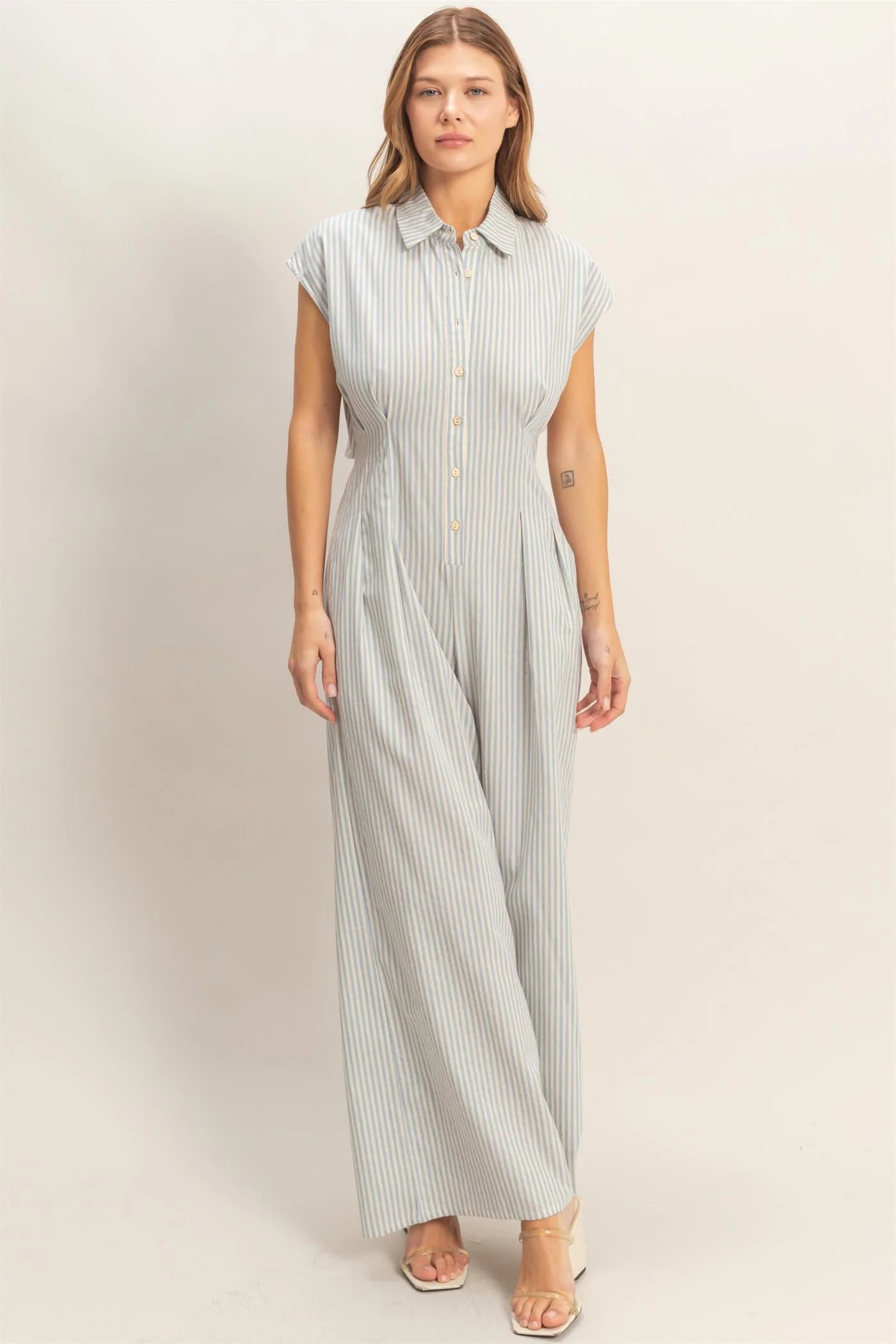 Blue Striped Jumpsuit