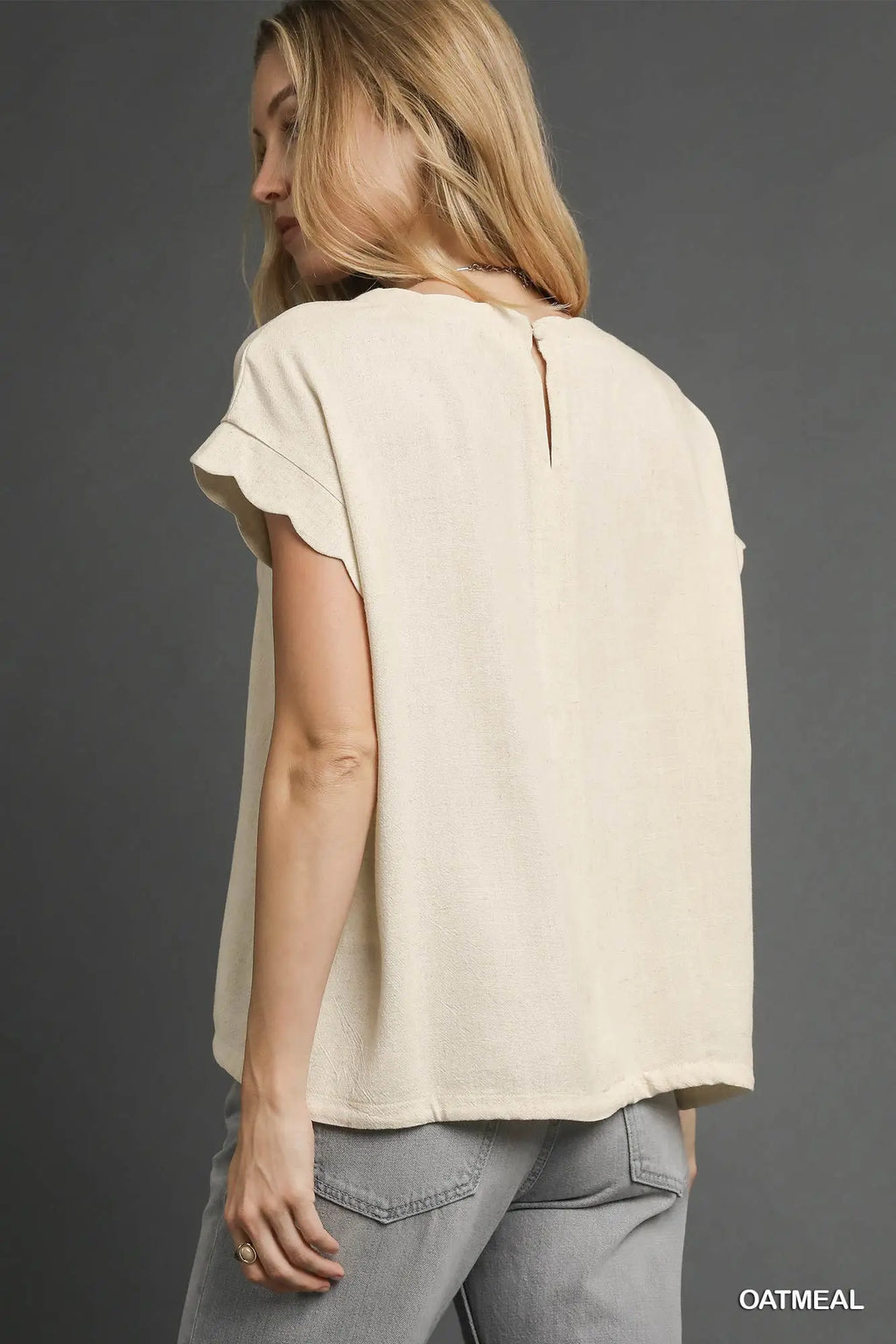 Ecru Puff Sleeve VNeck Top