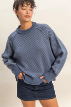 Dusty Blue Mock Neck Pullover