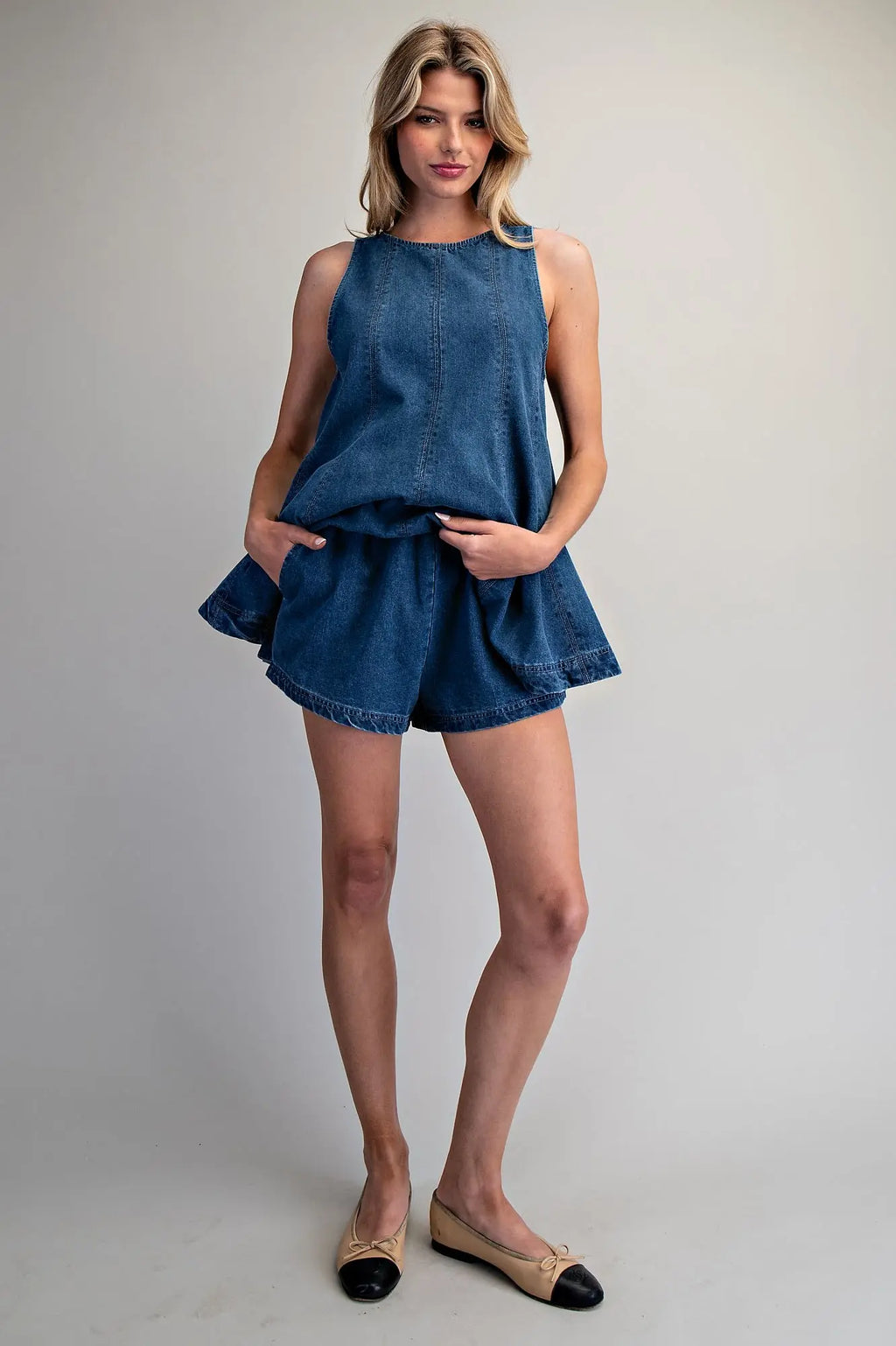 Dark Denim Sleeveless Set