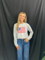 Heather Grey American Flag Sweatshirt