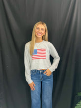 Load image into Gallery viewer, Heather Grey American Flag Sweatshirt
