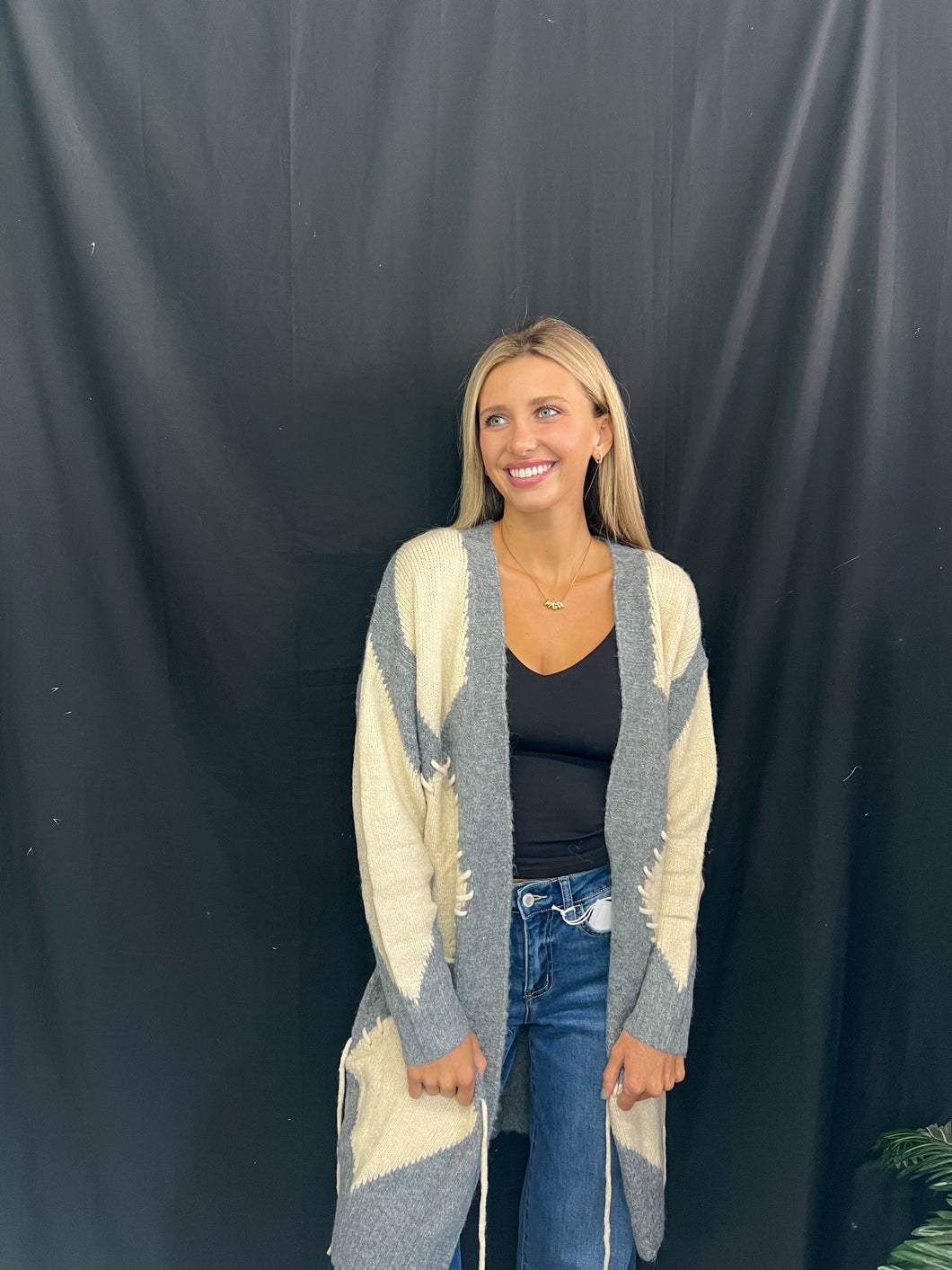 Oatmeal/Grey Long Cardigan
