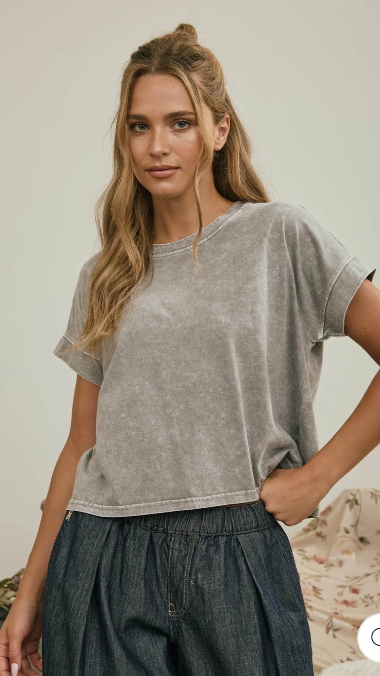 Grey Washed Boxy Top