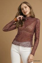 Burgundy Mesh Top