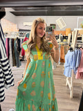 Mint Green Printed Midi Dress