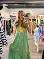 Mint Green Printed Midi Dress