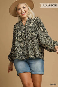 Curvy Black Paisley Top