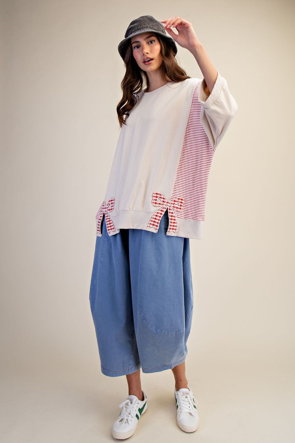 Cream Bow Stripe Pullover