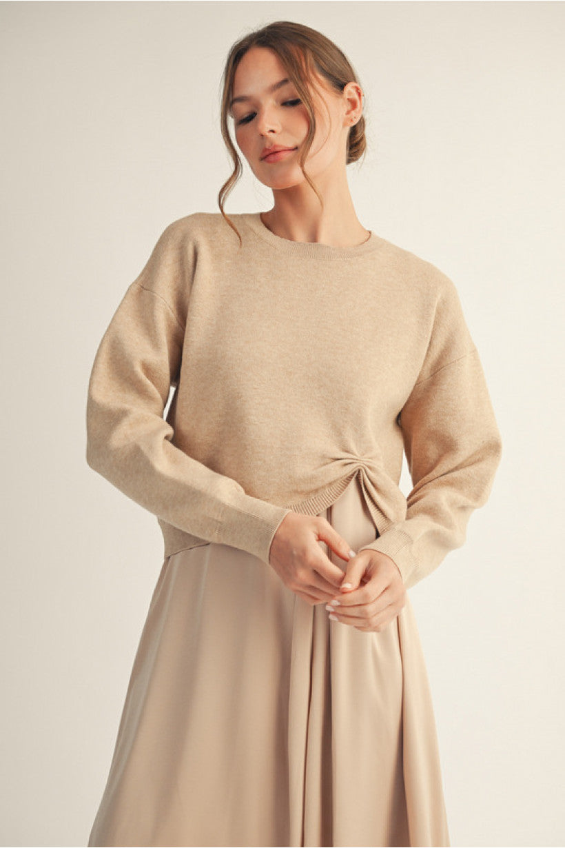 Champagne Sweater and Deess w/knot detail