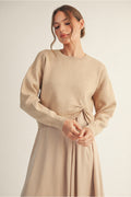 Champagne Sweater and Deess w/knot detail